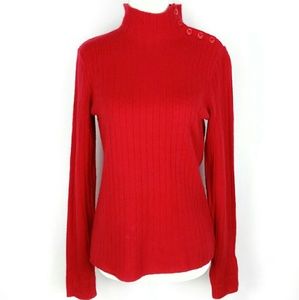 Ralph Lauren Cranberry Red Ribbed Cashmere Sweater